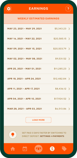 View Your Earnings In the App